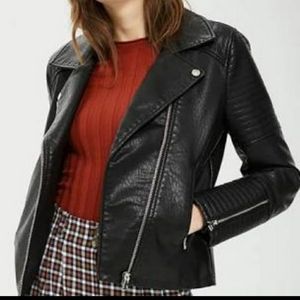 Topshop Rosa Faux Leather Biker Jacket